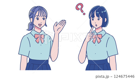 会話する2人の女子生徒たち 124675446