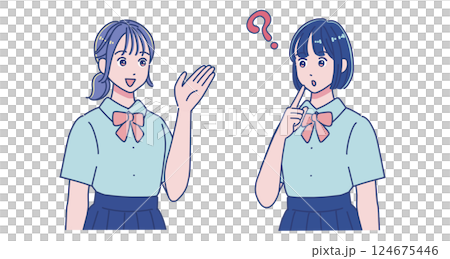 会話する2人の女子生徒たち 124675446