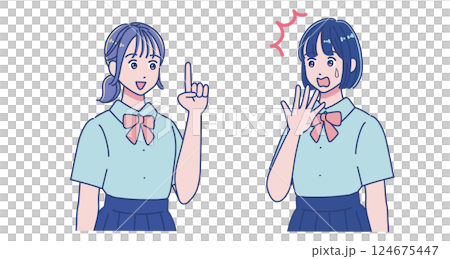 兩名女學生正在交談 124675447