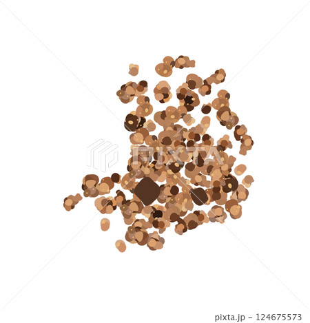 Chocolate Granola Pile Isolated, Cocoa Muesli Breakfast, Crunchy Cereals, Oatmeal Muesli Chocolate Granola Pile Isolated, Cocoa Muesli Breakfast, Crunchy Cereals, Oatmeal Muesli 124675573