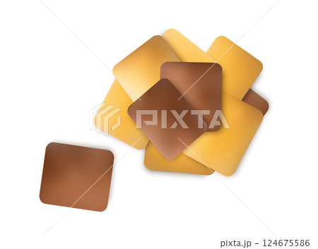 Filled dog biscuits icons, crackers symbols, soft crunchy pet treats, flavored small canine cookie 124675586