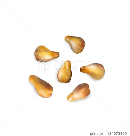 Grape seeds on white background top view, grapeseeds pile for skincare cosmetic 124675599