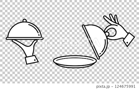 用鐘罩盛裝食物的簡單插圖集 124675991
