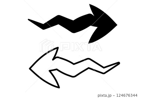 ぎざぎざ矢印 124676344