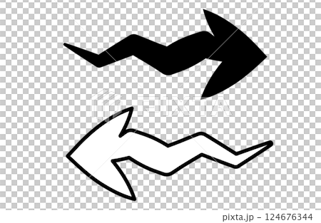 ぎざぎざ矢印 124676344