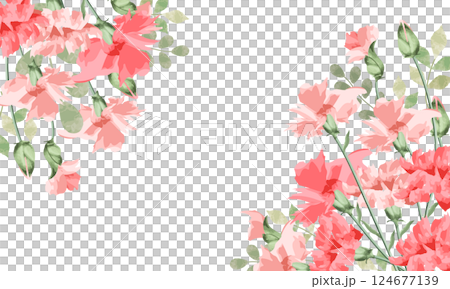 Carnation frame painted in watercolor Carnation frame painted in watercolor 124677139