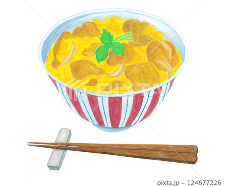 水彩で描いた親子丼のイラスト 水彩で描いた親子丼のイラスト 124677226