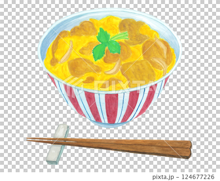 水彩で描いた親子丼のイラスト 水彩で描いた親子丼のイラスト 124677226