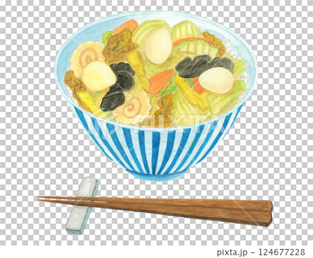 水彩で描いた中華丼のイラスト 水彩で描いた中華丼のイラスト 124677228