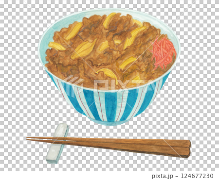 醃薑牛肉飯水彩插圖 醃薑牛肉飯水彩插圖 124677230