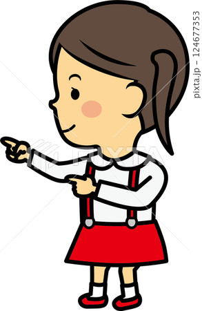指差す小学生女児 指差す小学生女児 124677353