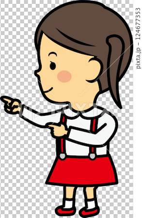 指差す小学生女児 指差す小学生女児 124677353