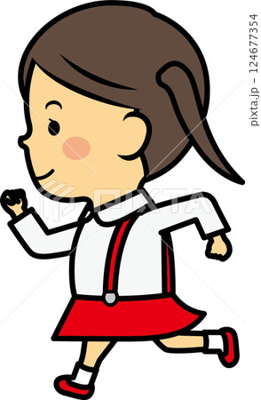 走る小学生女児 走る小学生女児 124677354