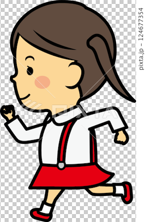 Running elementary school girl 124677354