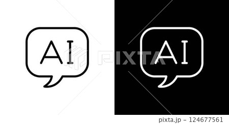 人工知能AIのラインアイコン 124677561