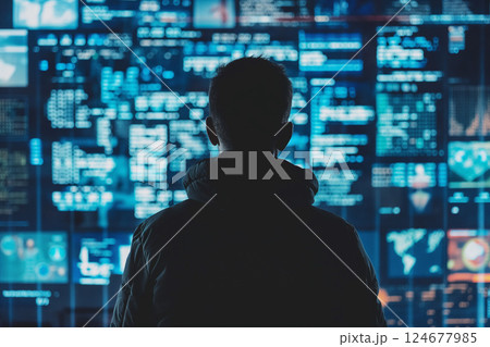 サイバーセキュリティエンジニアの後ろ姿 124677985