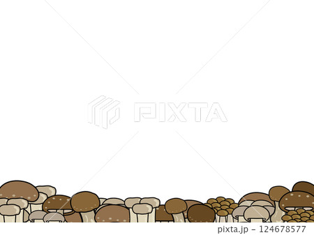 秋の味覚　いろいろキノコのイラストフレーム 124678577