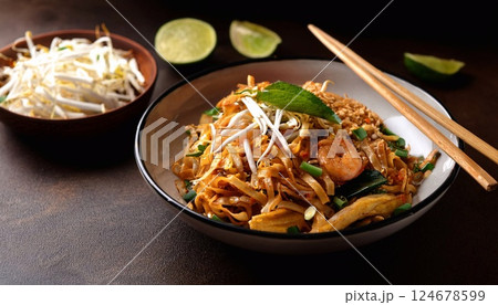 Pad thai in bowl on table 124678599