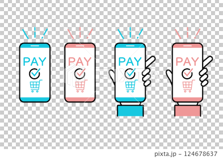 Variation illustration of a smartphone with a payment screen 124678637