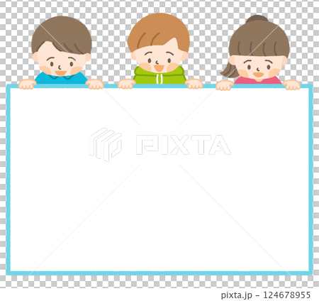 Three children looking down with copy space 124678955