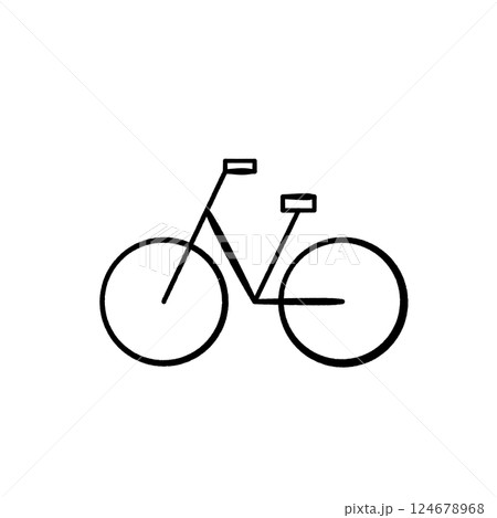 手描き風のシンプルな自転車のアイコン 124678968