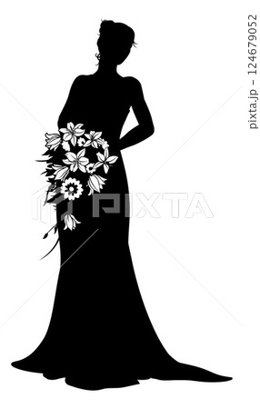 Bride Bridal Wedding Dress Silhouette Woman Design 124679052