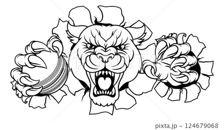 Panther Leopard Cougar Wildcat Cricket Ball Mascot 124679068