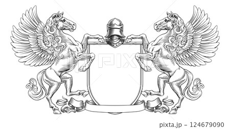 Heraldic Crest Pegasus Horse Coat Of Arms Shield 124679090