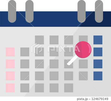 カレンダーにピンが刺さっているイメージアイコン素材 124679149