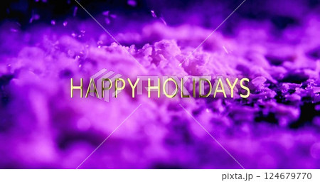 Happy Holidays text image over purple snow background Happy Holidays text image over purple snow background 124679770