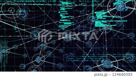 Image of network of connections with data processing 124680385