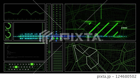 Image of data processing over dark background Image of data processing over dark background 124680502