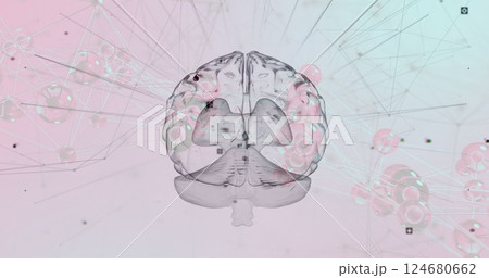Image of digital brain with network of connections on blue background 124680662