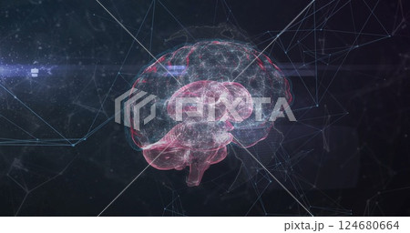 Image of digital brain with network of connections on black background Image of digital brain with network of connections on black background 124680664