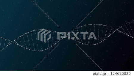 Image of dna and data processing over dark background 124680820