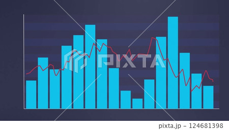Image of financial data processing on black background 124681398
