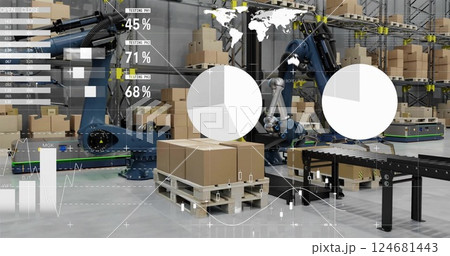 Image of financial data processing over warehouse Image of financial data processing over warehouse 124681443