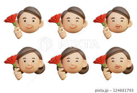 3D graphic of an middle age holding a carnation in one hand 124681793
