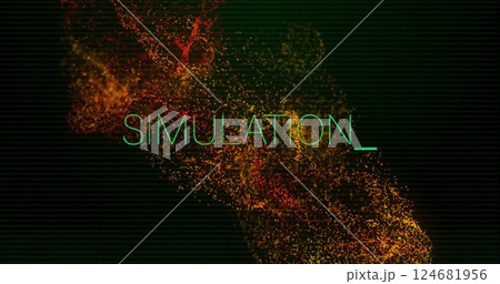Image of glowing network of connections over simulation on black background 124681956