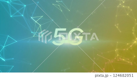 Image of network of connections over 5g text Image of network of connections over 5g text 124682051