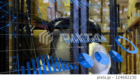 Image of financial data processing over warehouse 124682230