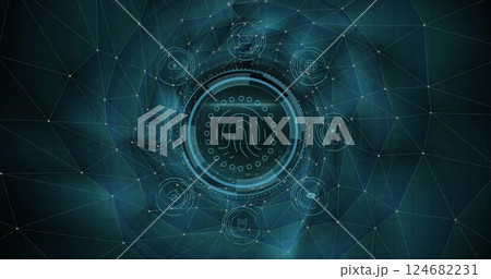 Image of data protection text, connections and data processing over black background 124682231