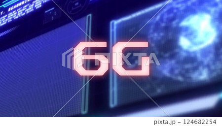 6G text image over futuristic data charts and graphs 6G text image over futuristic data charts and graphs 124682254
