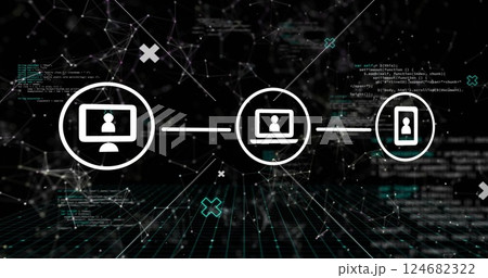 Image of connections with icons and digital data processing Image of connections with icons and digital data processing 124682322