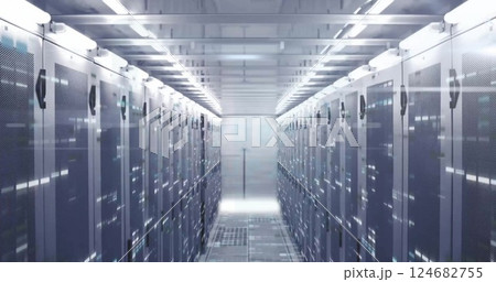 Modern data center with rows of servers and advanced technology infrastructure Modern data center with rows of servers and advanced technology infrastructure 124682755