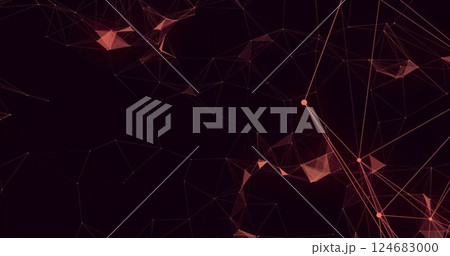 Image of red communication networks moving on black background 124683000