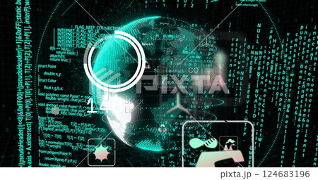 Image of globe over data processing 124683196