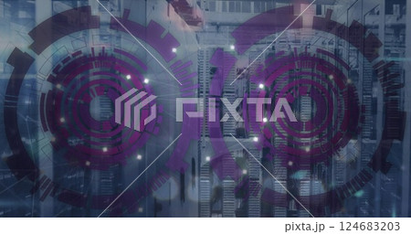 Image of scopes and data processing over dark background 124683203