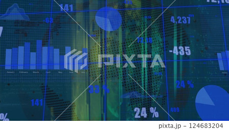 Image of financial data processing over dark background Image of financial data processing over dark background 124683204