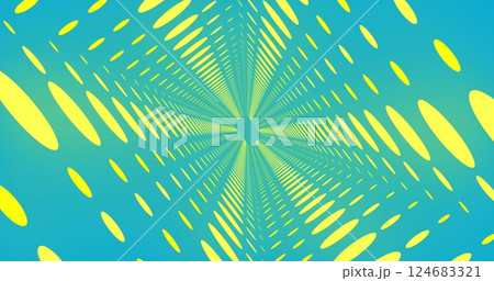 Image of digital tunnel with yellow spots on blue background 124683321